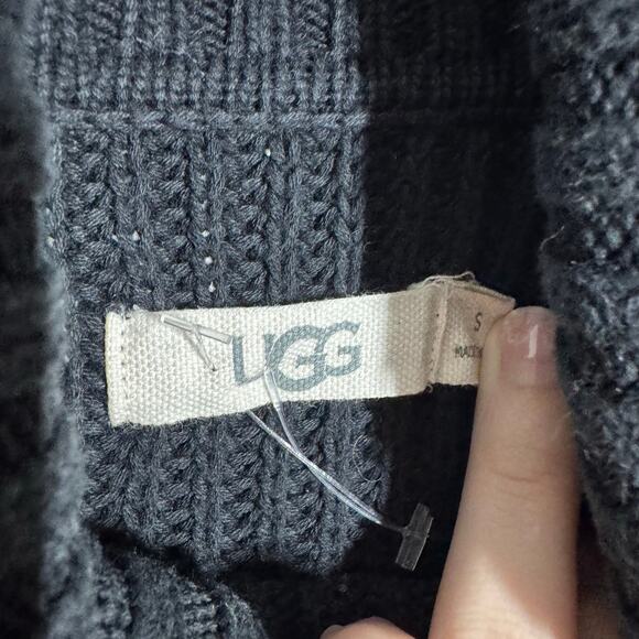 UGG Sweater Women S Black Knit Kangaroo Pocket Minimal Modest Boho Tunic Turtle - Picture 5 of 8